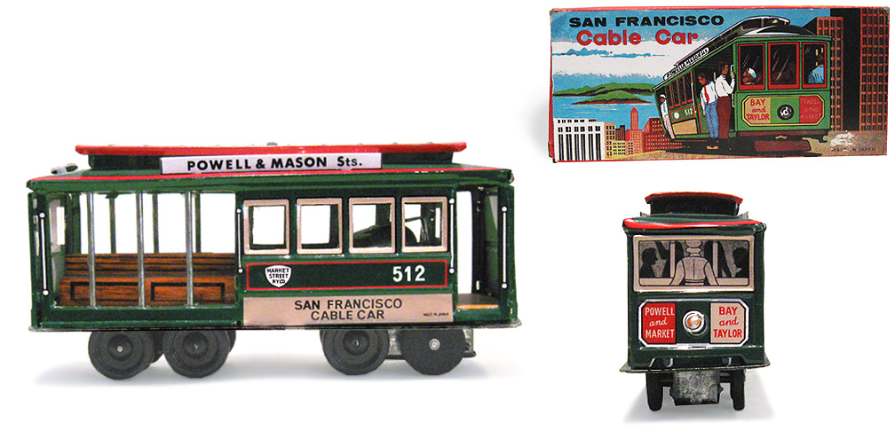 VINTAGE ANTIQUE 60s TIN TOY SAN FRANCISCO CABLE CAR